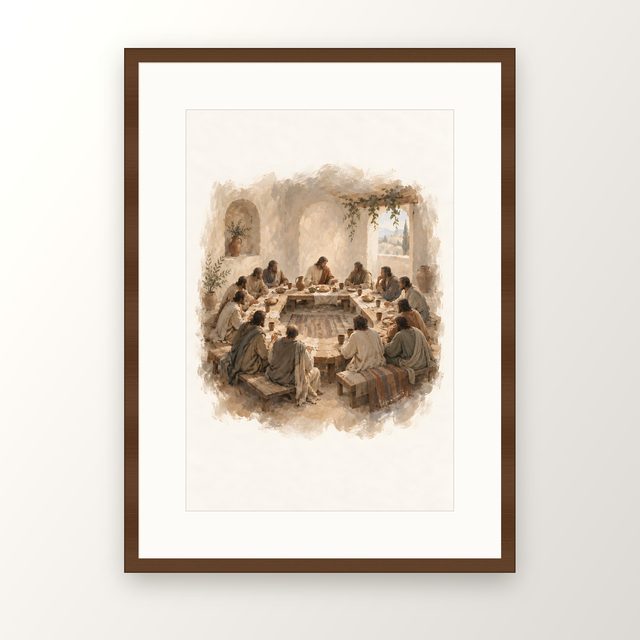 Upper Room, watercolor print, framed