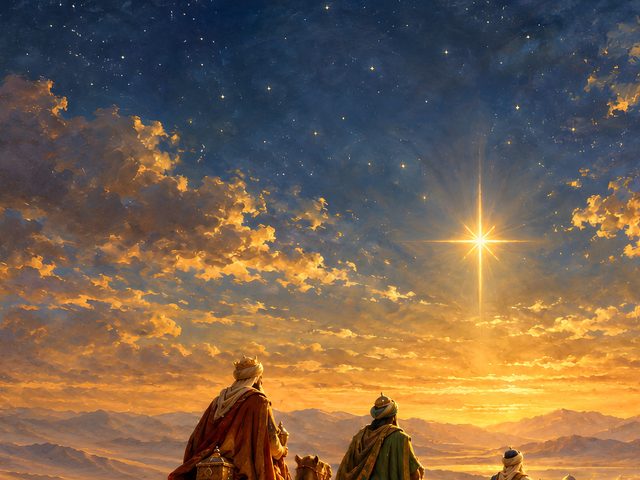 Wise Men Journey oil-style print, close-up of the oil-style painting